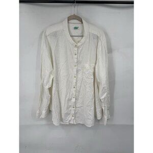 Pilcro Anthropologie Linen Blend Button Front Shirt Women 2X White Beach Preppy